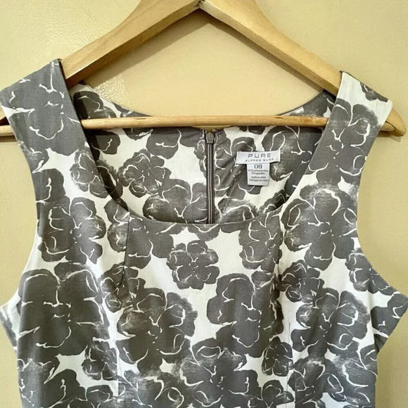 Alfred Sung| PURE Chic Sleeveless Lined Tailored Floral Grey/White Dress Sz 8 - Picture 1 of 8